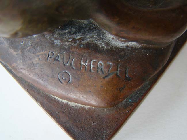A RARE pair of Paul Herzel (1876-1956) German Shepherd Bookends manufactured by the Pompeian Bronze Company circa 1920 — image 3